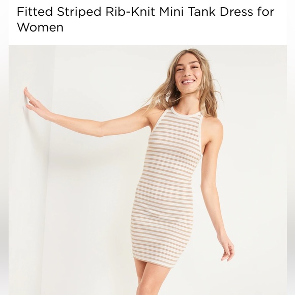 NWT Old Navy Fitted Striped Rib-Knit Mini Tank Dress size S - Picture 1 of 3